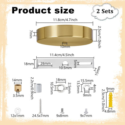 PH PandaHall 2 Sets 4.6 Inches Light Canopy Kit, Golden Round Modern Chandelier Ceiling Plate Replacement Iron Chandelier Canopy for DIY Project Lighting Fixtures Chandelier Pendant Wall Lamp