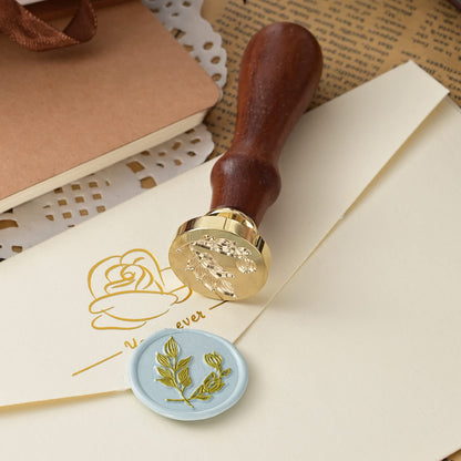 Wax Seal Stamp Set,Ailtuer 6 Pieces Plant Series Sealing Wax Stamp Heads + 1 Wooden Hilt, Vintage Seal Wax Stamp Kit with Gift Box (Plant Set)