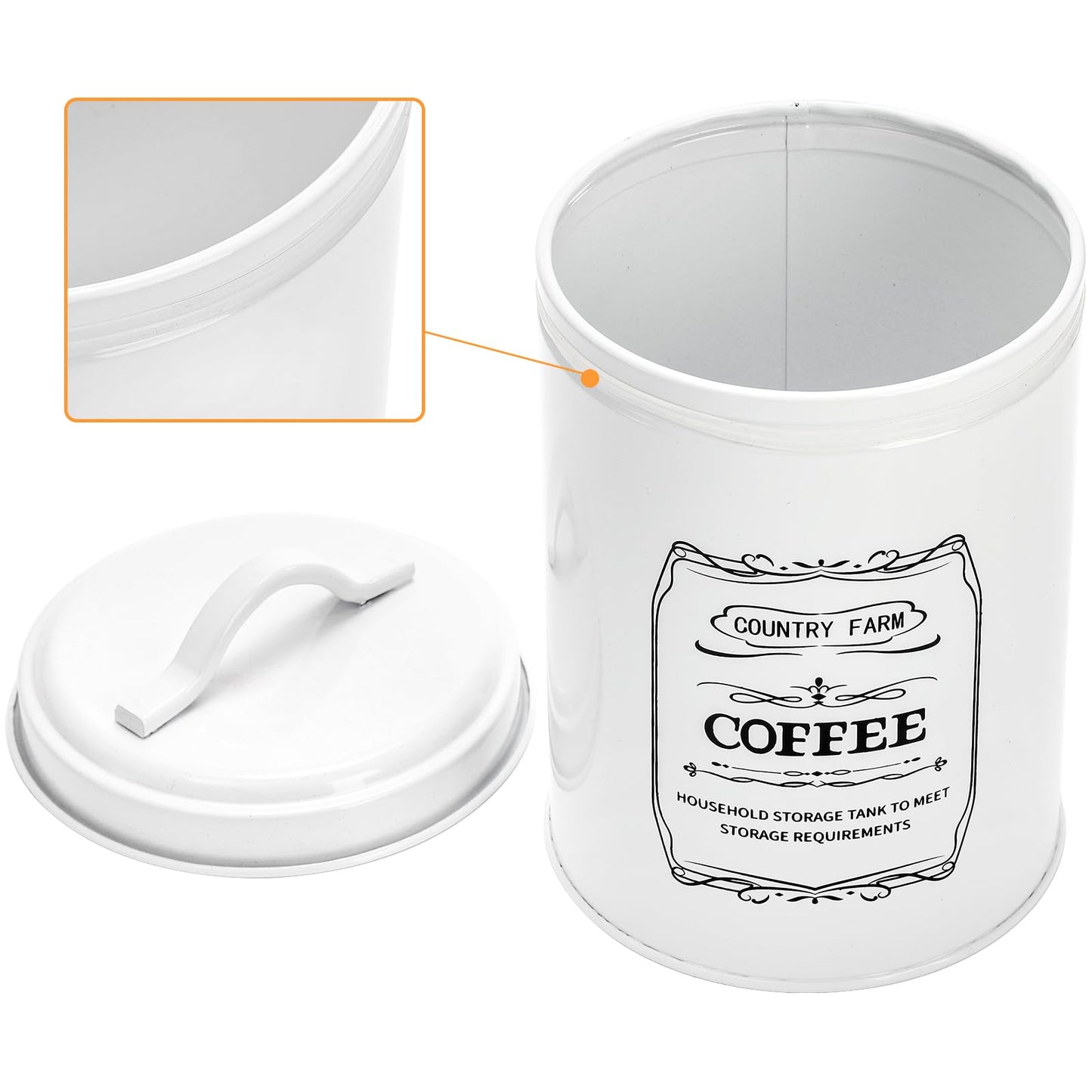 yarlung Set of 4 Kitchen Canisters with Airtight Lids, Coffee Tea Sugar Flour Tin Jars Nesting Food Storage Container Set for Farmhouse Decor, 4 Sizes