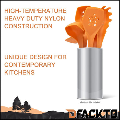 Heavy Duty Kitchen Utensils Set, 6 pc Nonstick Nylon, High Heat Resistant for Stovetop and Griddle, Orange