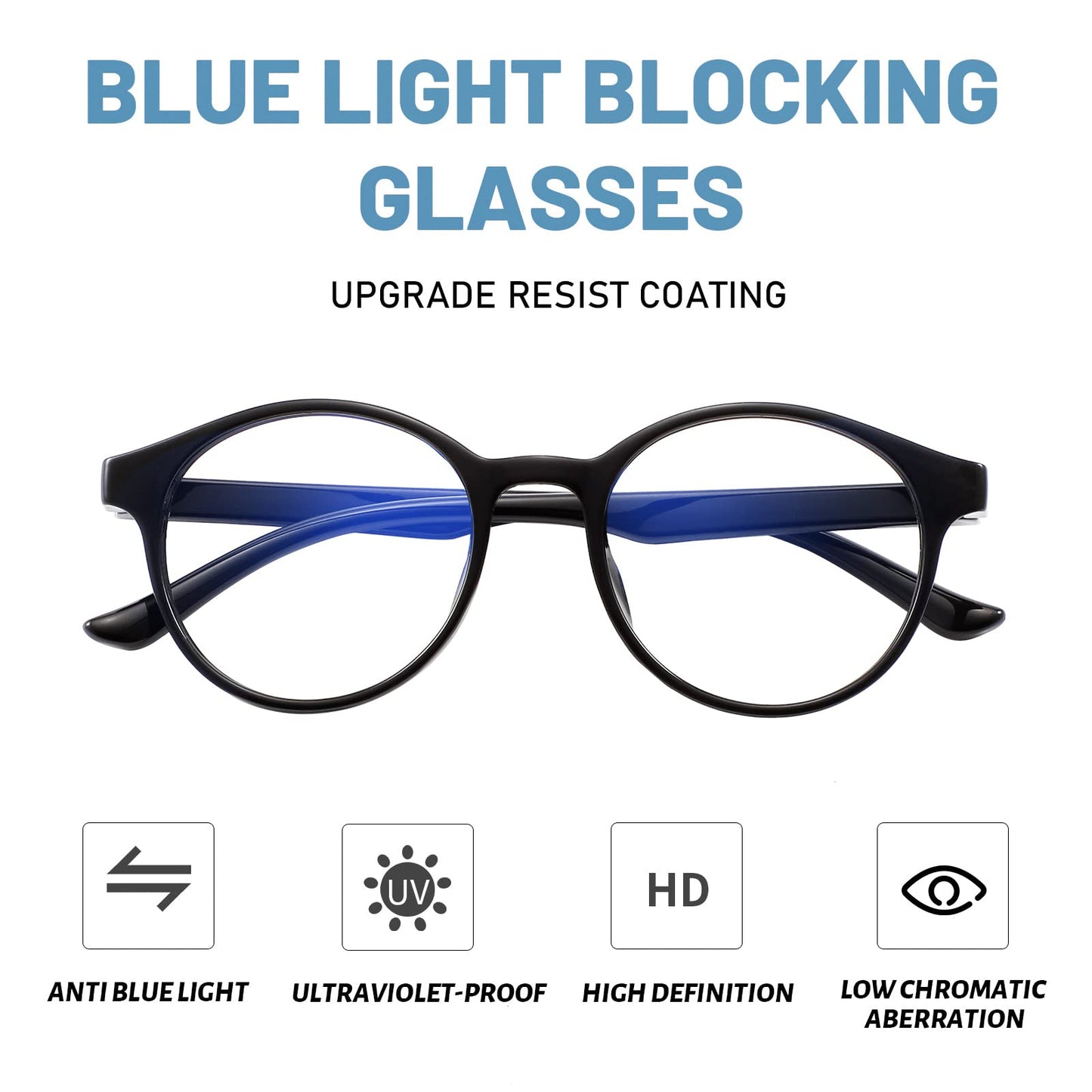 Przene 4 Pack Blue Light Blocking Glasses for Women Men,Retro Round Computer Gaming Glasses Anti Eye Strain/UV/Glare (Standard, Mixed Color-C2)
