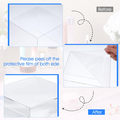 6 Pcs Acrylic Risers for Display Clear Risers Display Stands with Hollow Bottoms 5 Sided Acrylic Cube Boxes Square Nesting Cubes Decorative Stand Shelf for Food Dessert Jewelry Figures Decor 6 Sizes