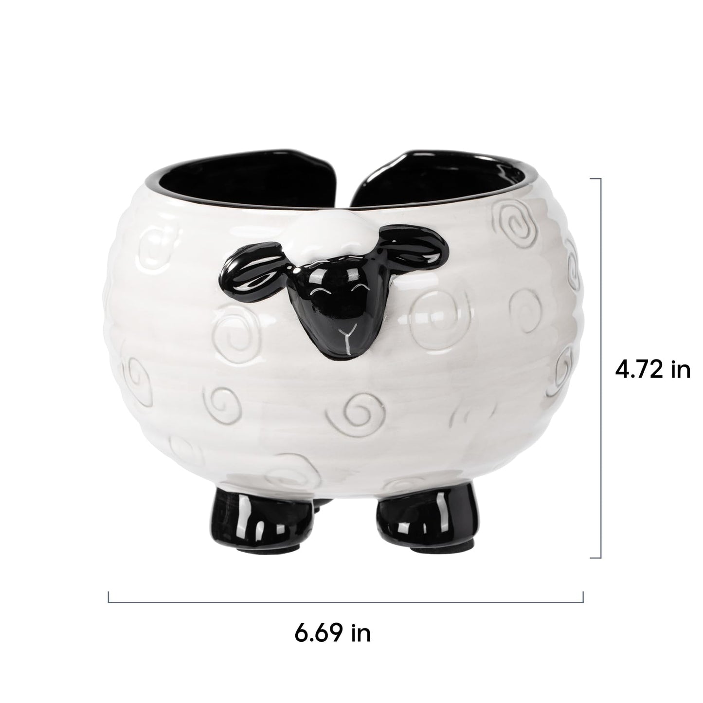Surlama Yarn Bowl for Crochet Large Sheep Shaped Ceramic Yarn Holder Crochet Bowl Knitting Bowl, 6 Inch Wide x 4 Inch High