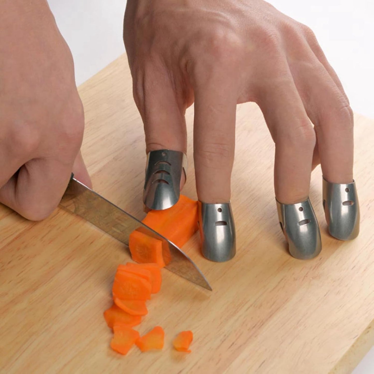 TOPINCN Finger Guard 4PCS, Stainless Steel Protector to Avoid Hurting for Cutting and Slicing