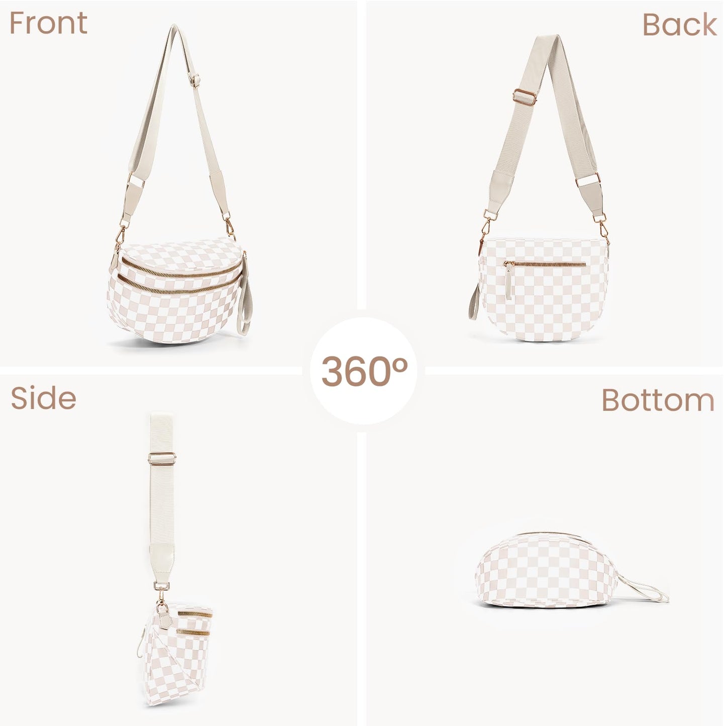 Checkered Crossbody Bum Bags for Women Nylon Checkered Purse Checkerboard Fanny Pack
