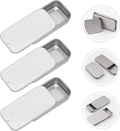 Hemoton 20pcs Rectangular Slide Top Tinplate Box, Sliding Cover Push-Pull Tin Box for Candies Jewelry Crafts Lip Balm