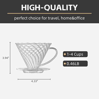 Coffee Dripper, Reusable Pour Over Maker with Handle, Slow Brewing for Cafe, Travel, Home & Offices, 02