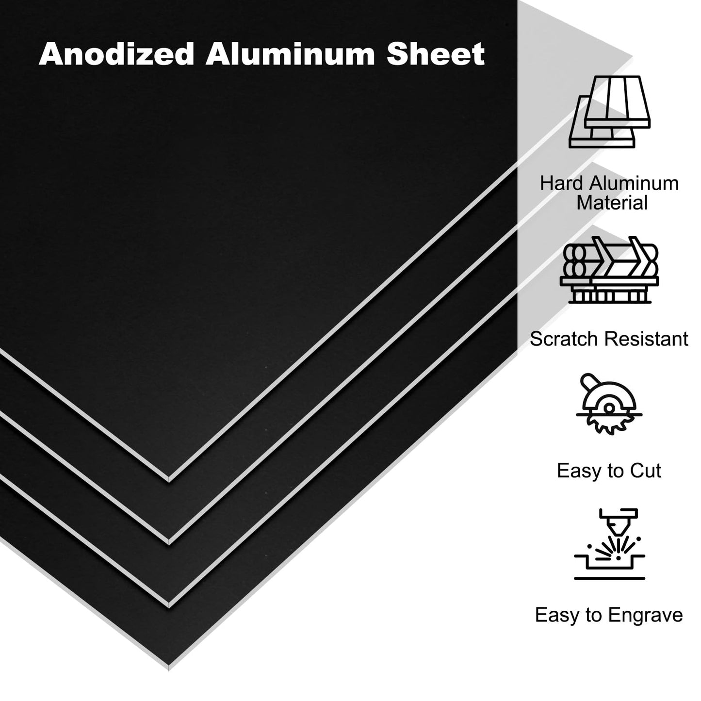 PATIKIL 7x5x1/32inch Anodized Aluminum Sheet, 10Pcs Metal Rectangle Aluminum Plate 0.8mm Thick Engraving Blanks for Laser Engraving DIY Decorative Crafting Home Decoration, Black