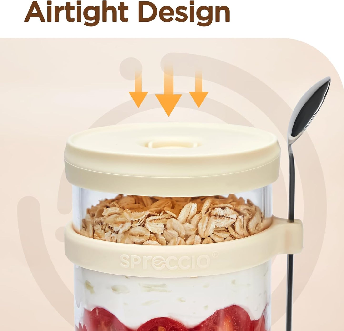16 oz [2 Pack], Glass Overnight Oats Containers with Lids of Silicone and Spoon Airtight Overnight Oats Jars