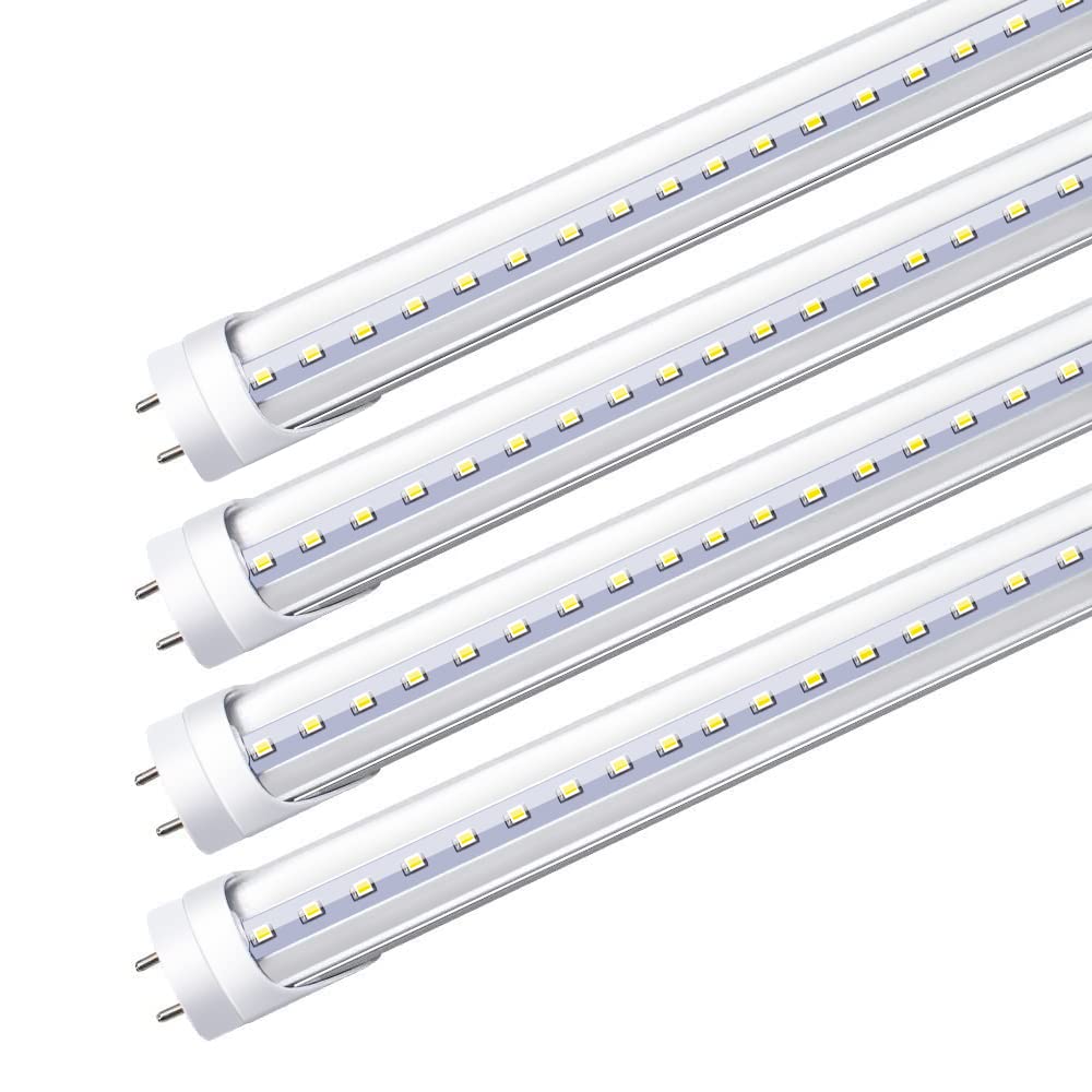 LightingWill LED T8 Light Tube 3FT, Daylight White 5000K, Dual-End Powered Ballast Bypass, 1600Lumens 15W (32W Fluorescent Equivalent), Clear Cover, AC85-265V Lighting Tube Fixtures, 4 Pack