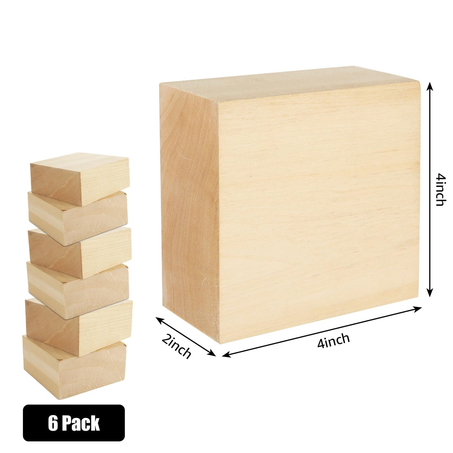 SHUESS 6 PCS 4 X 4 X 2 inch Basswood Carving Blocks Bass Wood for Wood Carving Whittling Wood Carving Blocks Wood Blocks for Carving Unfinished Wood Blocks for Adults Beginners or Expert