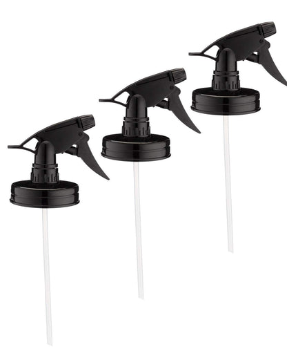 Jarmazing Products Mason Jar Sprayer Lids, Black, 3 Pack with Powerful Sprayers for Regular Mouth Jars