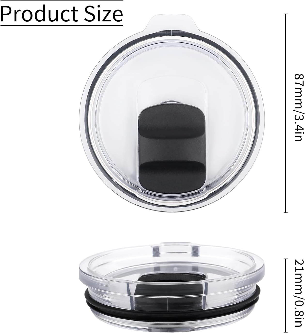 2 Pack Tumbler Lid for Yeti with Magnetic Slider Switch, Reusable Replacement Lids