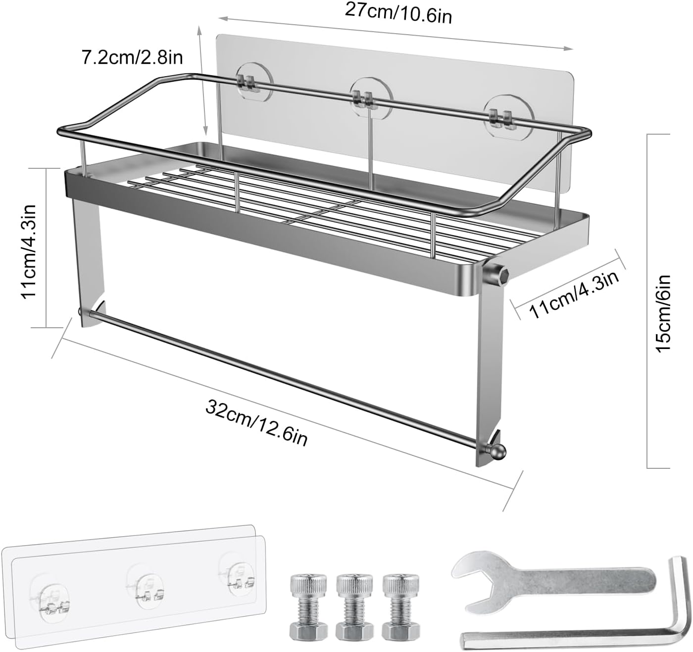 Adhesive Paper Towel Holder Shelf, Wall Mounted Roll Rack for Kitchen Shower Bathroom, Rustproof Stainless Steel