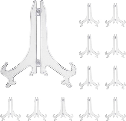 uxcell 12Pcs 7" Acrylic Plate Stands for Display, Easels for Card, Photo Frame, Desktop Transparent