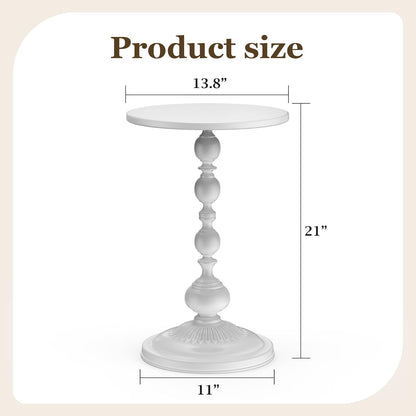 21" Side Table - Small Round Metal Accent Table for Living Room, Bedroom, Office - Modern Matte Black Pedestal Coffee