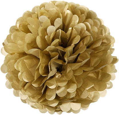 Wrapables Set of 18 Tissue Pom Pom Party Decorations for Weddings, Baby Showers, Nursery Decor - Pink/Gold/White