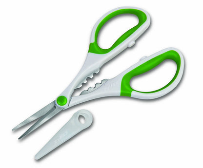 Zyliss Heavy Duty Home & Kitchen Herb Shears Scissors with Innovative Stem Stripper, Versatile Kitchen Shears for Trimming Weeds, Flower Buds & More - White/Green - 8.5 x 4.2 x 0.4 inches