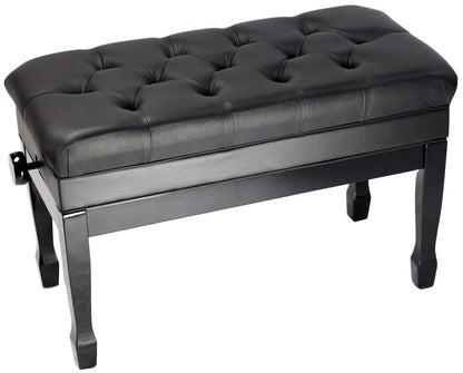 Griffin Piano Bench (Genuine Leather Plus Series) – Oversize Duet Keyboard Stool with Black Wood Frame, 2-Person Seat, Storage for Music Books & Vanity Use