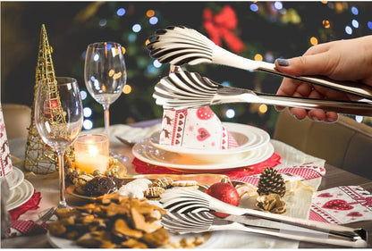 Buffet Salad Serving Tongs, 12 Inch Stainless Steel Catering Chef Food Serving Utensils, Set of 2