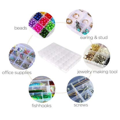Opret 2 Pack 36 Grids Plastic Storage Box Clear Organizing Containers Craft Organizers and Storage with Adjustable Dividers for Washi Tapes Thread Craft Jewelry Fishing Tackles, Size 10.8×6.8×1.7in