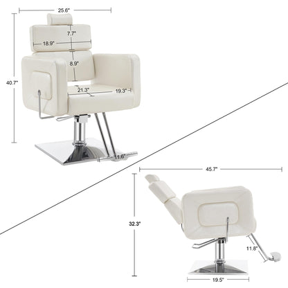 BarberPub Classic Hydraulic Barber Chair, Adjustable Reclining Salon Styling Beauty Spa Chairs, PVC Leather, Barberhop, Hair Salon 2065 (Champagne)