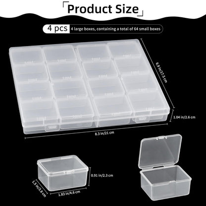 Bead Organizer Box, 64Pcs Compartment Clear Plastic Craft Organizers and Storage Containers with Hinged Lid, Jewelry Making & Diamond Painting Art Supplies Organizer for Beads and Small Parts