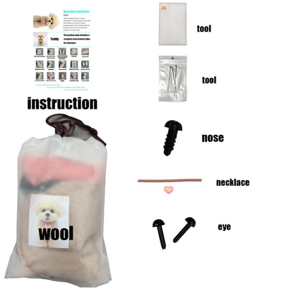 BKDRL Dogs Needle Felt Needle Felting Kit Wool Felting Kit for Beginners Includes All Tools and Instructions (Teddy)