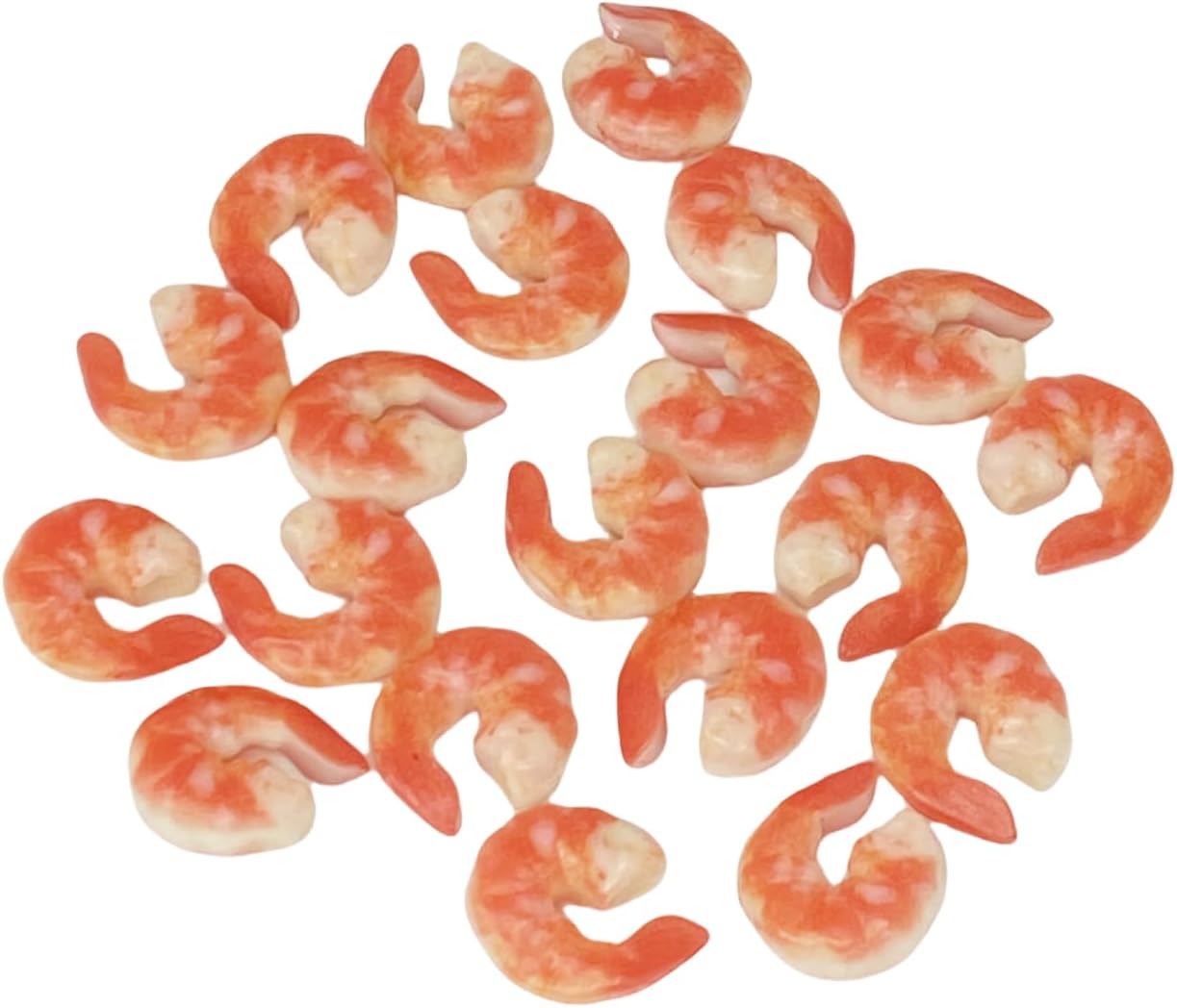 20PCS 1.14 Inches Artificial Shrimp Figures Fake Peeled Shrimp Simulated Cooked Prawn Lifelike Seafood Model for Home