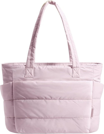 BAGSMART Lightweight Puffy Tote Bag - Stylish Shoulder Handbag with Compartments for Travel & Work | Quilted Design
