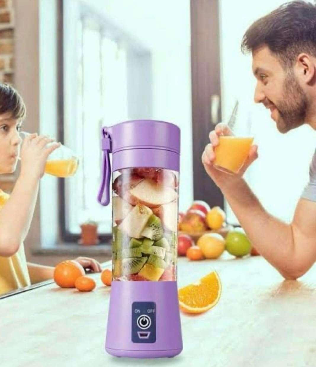 Portable Blender for Shakes and Smoothies, 380Ml 25 Watts with 6 Blades, USB Rechargeable Handheld Blender Purple