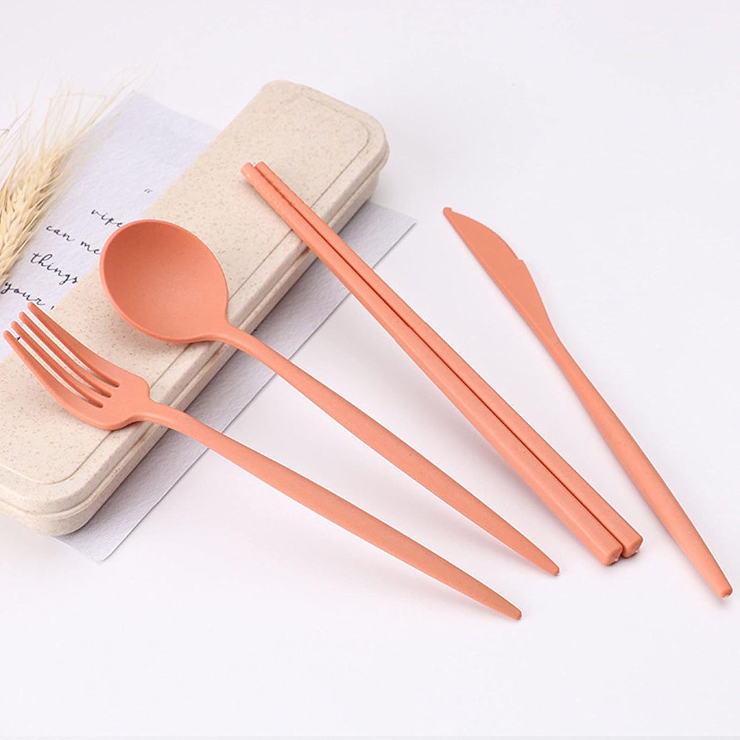 Plastic Travel Utensils, 4 Sets Camping Cutlery, Portable Reusable Utensils Set with Case for Picnic, Travel, Camping