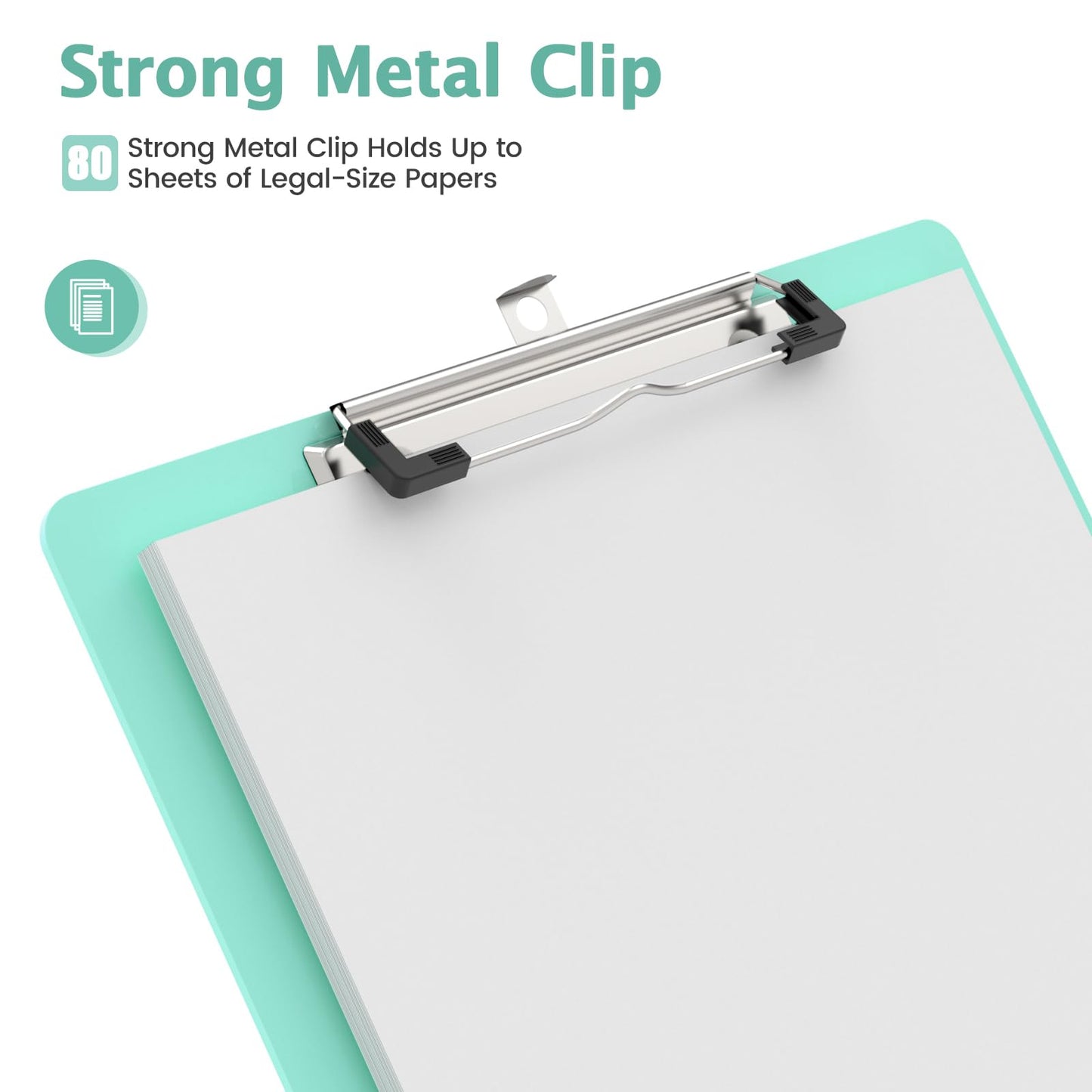Macroclo Legal Size Clipboard, Teal Plastic 8.5 x 14 Clip Board for Lawers, Heavy Duty Butterfly Clip, 9 x 15 in, Office & School Supply(Pack of 10)