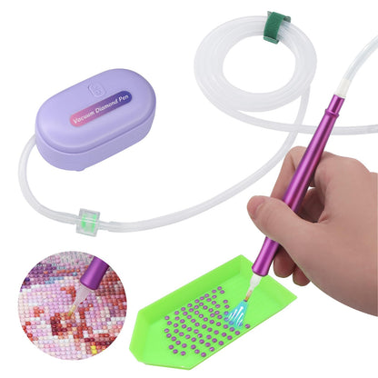 Sthmeyue Portable Diamond Painting Pen – Ultra-Light, Travel-Friendly | USB‑C Power Bank/PC Charging | 600mAh Battery + Quiet Operation | 3-Mode Suction & Wax-Free (Violet)