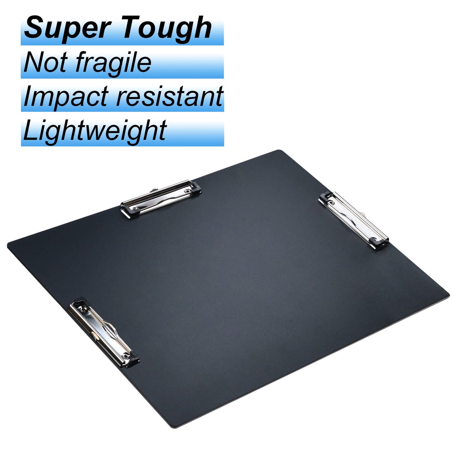 Acocony 11x17 Clipboard Three Clip Super Tough Extra Large Clipboard PP Plastic Not Fragile 11 x 17 Clipping Board Black Pack of 1