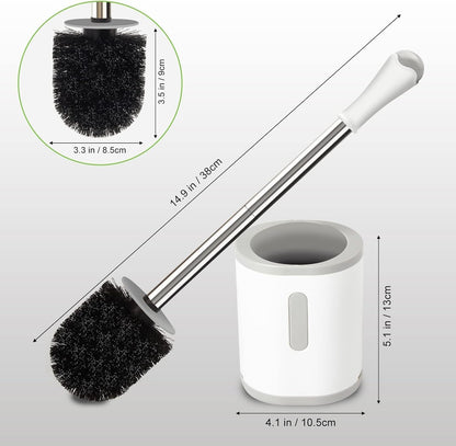 AONEZ Set, 3 Pack Toilet Brush and Holder with Stainless Steel Handle Toilet Bowl Brush, Compact Toilet Scrubber Brush