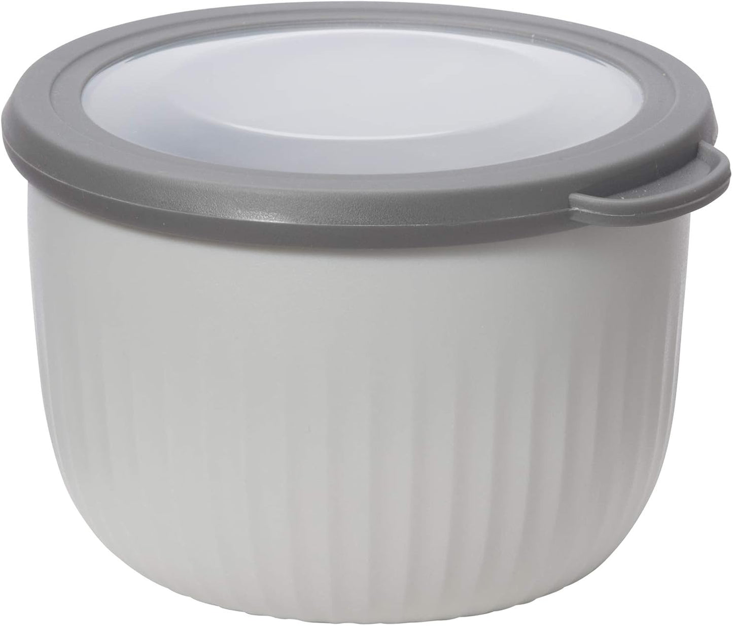 Oggi Prep, Store & Serve Plastic Bowl - 0.7 qt with See-Thru Lid, Dishwasher, Microwave & Freezer Safe, Lt Gray/Dk Gray