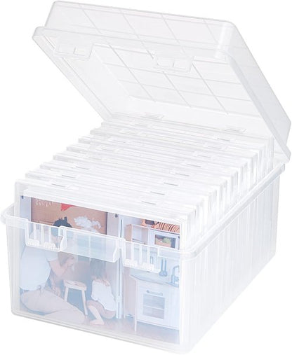 Lifewit Photo Storage Set - 9 Pcs 5"x7" Inner Photo Boxes & 11"x8.5" Transport Case | Clear Craft Organizer with Labels