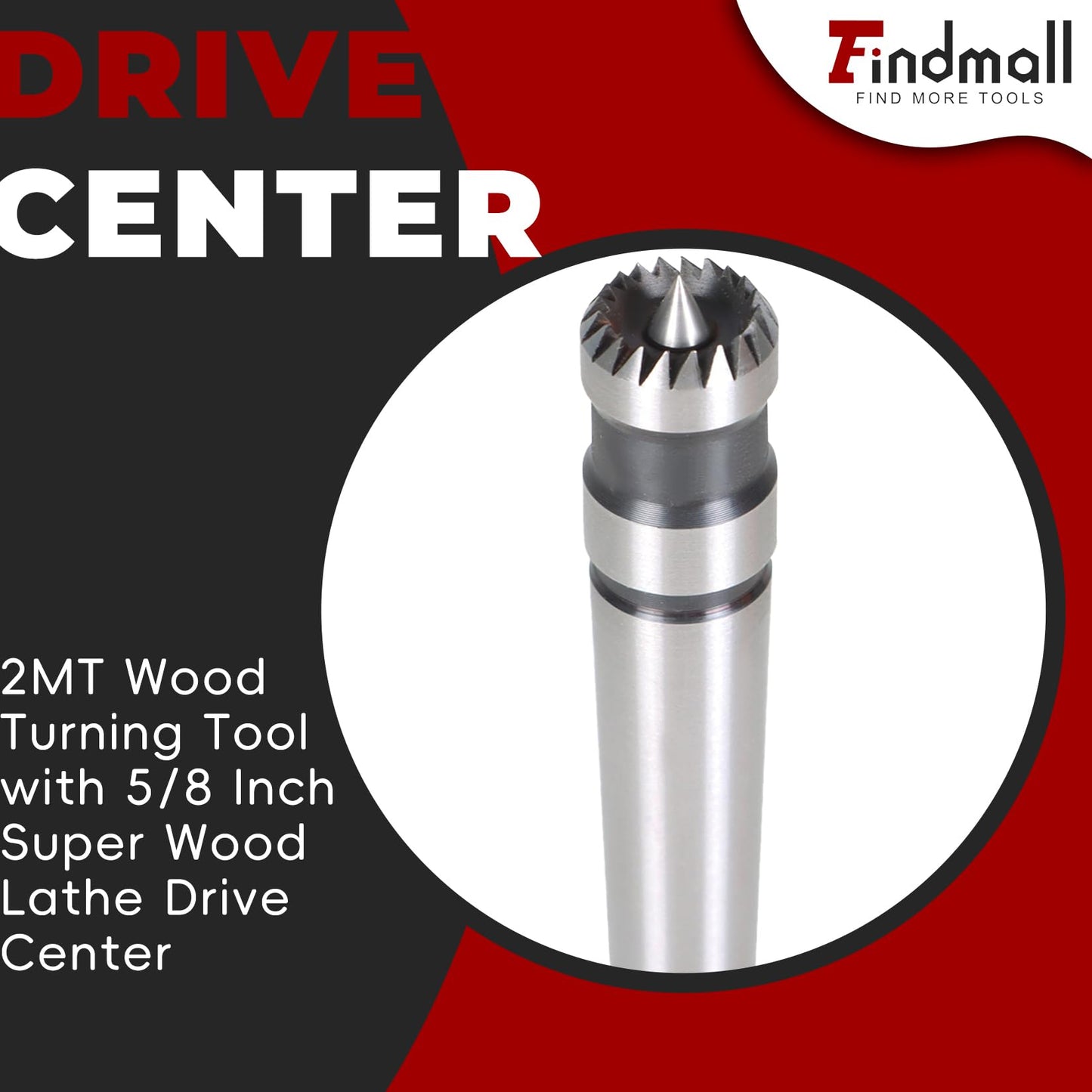 findmall 2MT Wood Turning Tool with 5/8 Inch Super Wood Lathe Drive Center for Wood and Metalworking Lathe Drive Center