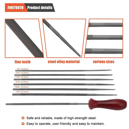 Hipa 12 Pack Chainsaw File, Chainsaw Sharpener Kit, 5/32", 3/16", 7/32", 1/8", 11/64", 13/64" Round Chainsaw Sharpening, 6 Inch Flat File,Depth Gauge,Quick Check Gauge, Chain Saw Sharpener Tool