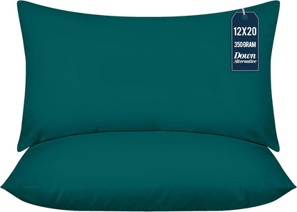 Utopia Bedding 12x20 Pillow Inserts - Set of 2 Dark Teal Decorative Cushions for Bed & Sofa - Soft & Fluffy Support
