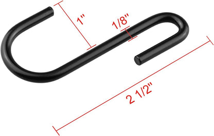NXG 30-Pack Heavy Duty Carbon Steel Pot Rack Hooks, Black Plating Universal S Hook for Hanging Kitchen Wares