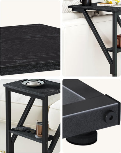 NEFROM Set 2, ET-D-BK2 C-Shaped End Tables, Sofa TV Trays of Small Couch Side Table for Living Room, Bedroom, Bedside