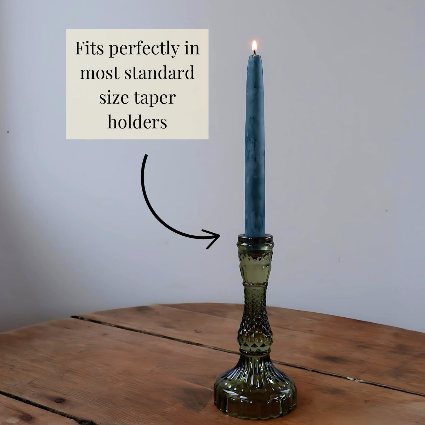 Candlestock Beeswax Taper Candles – Standard 7/8" Diameter, Pure 100% Natural USA Beeswax, Cotton Wick, Dripless, Long-Burning, Handmade in Woodstock, NY- 12 Inches - 1 Pair (2 Candles) - Teal