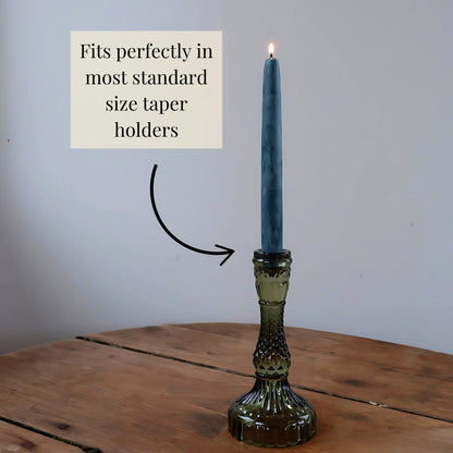 Candlestock Beeswax Taper Candles – Standard 7/8" Diameter, Pure 100% Natural USA Beeswax, Cotton Wick, Dripless, Long-Burning, Handmade in Woodstock, NY- 10 Inches - 1 Pair (2 Candles) - Teal