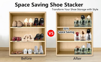 Yes!Fresh Closet 3 4 Pack) Shoe Slots Organizer, Boutique Display Style Shoe Stacker for A Pair of Shoes, Separable