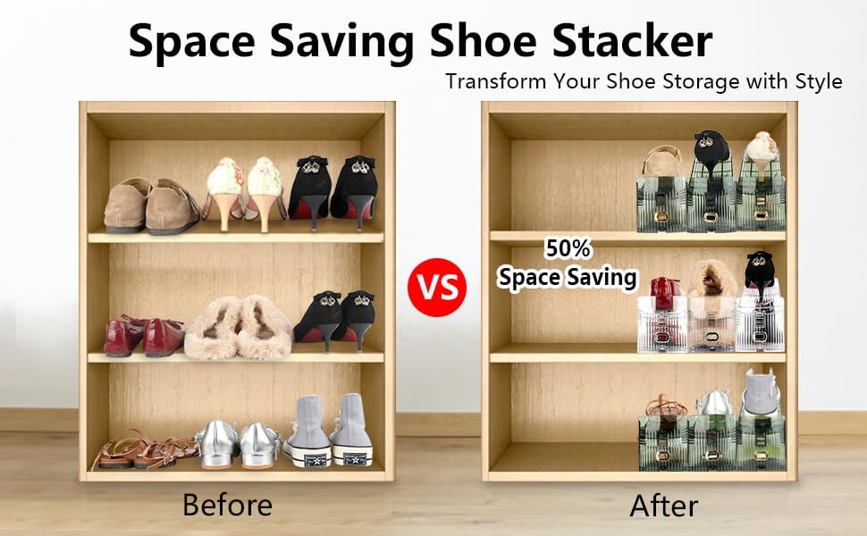 Yes!Fresh Closet 3 2 Pack) Shoe Slot Organizer, Boutique Display Style Shoe Stacker for A Pair of Shoes, Separable Shoe