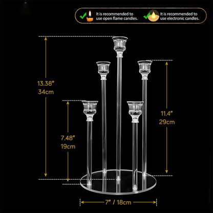 2/4PCS Candle Holder - Candelabra, 3/5 Arms Clear Candelabra Centerpieces for Wedding, Acrylic Candle Holder, Taper Candlesticks Candle Holders, with Acrylic Shade(5 Arm 2)