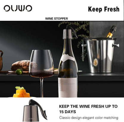 Stainless Steel Wine Bottle Stoppers - 6 Pack Plugs with Silicone Toppers, Leak-Proof, Keeps Wine Fresh Accessories