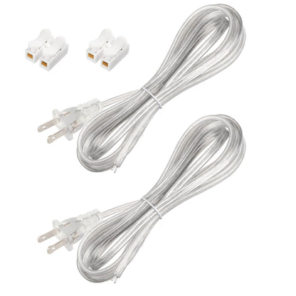 Asjeumt 2 Pcs 8 FT Lamp Cord with Plug, Replacement Lamp Wire with Plug, Clear SPT-2 Lamp Cord Wire 2 Polarized Molded Plug 18 AWG Power Cord, 8 Feet DIY Rewiring Repair Wiring Electrical Light Cords